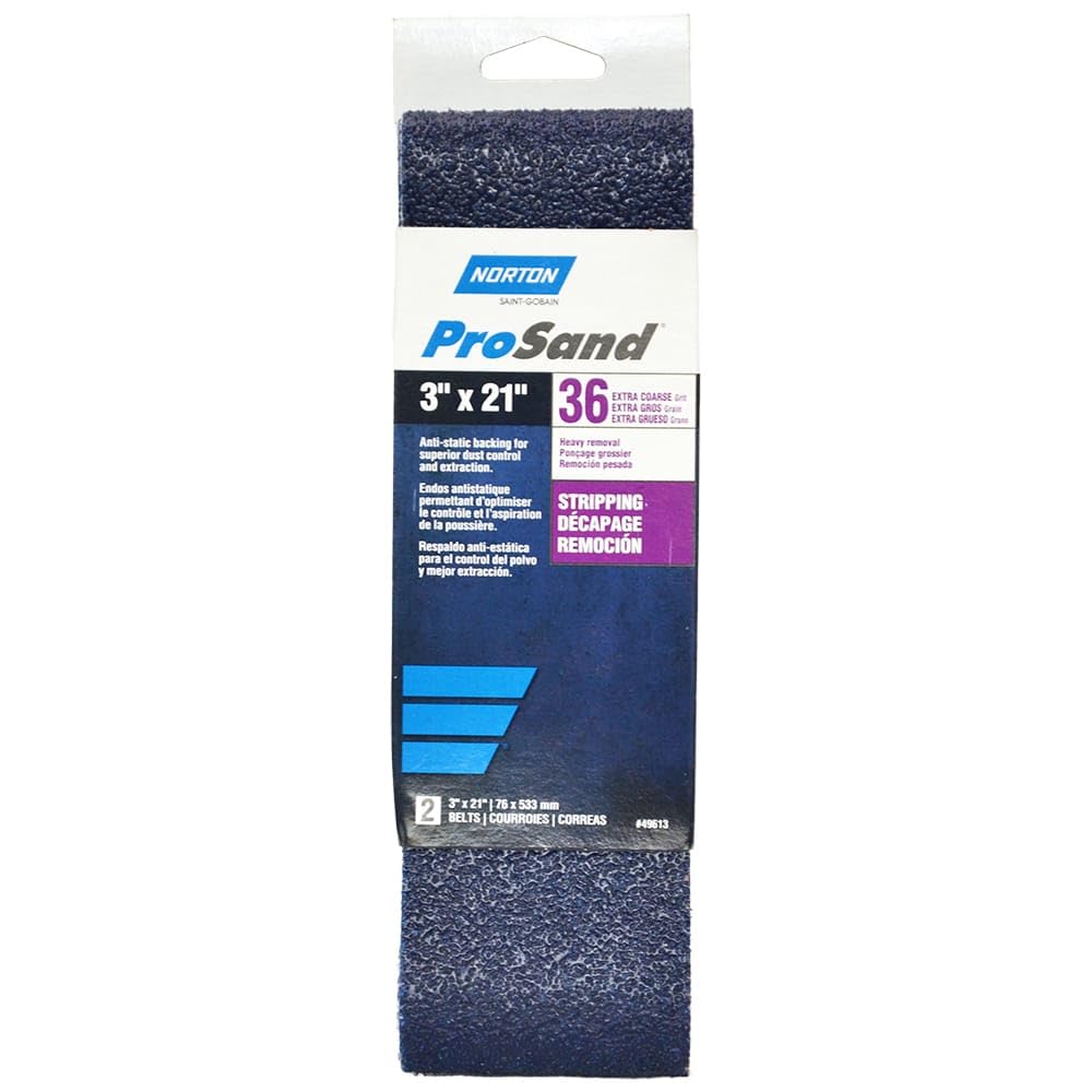 Norton 02228/49613 3" X 21" Prosand Stripping Belt 2 Count