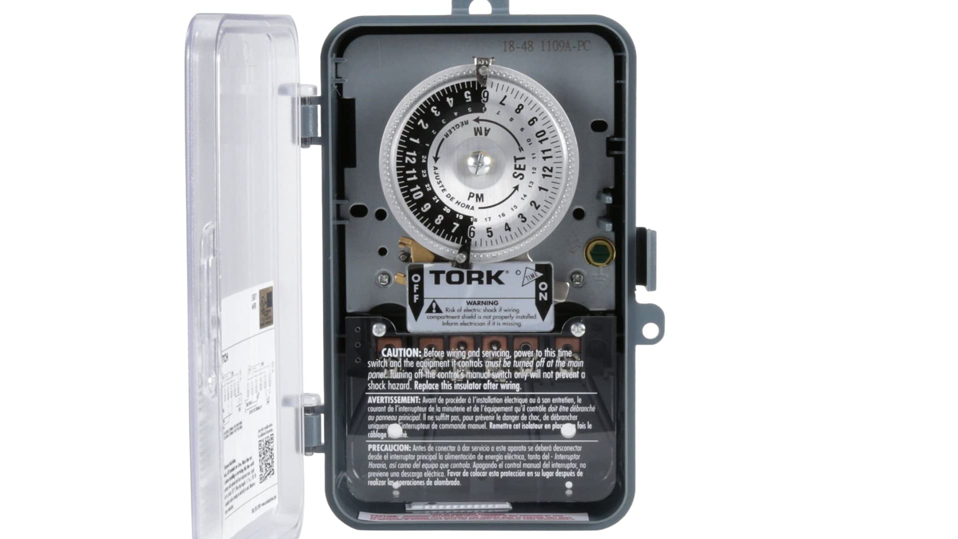 NSi Industries TORK 1109A-PC in-Wall Lighting 24hr Multi-Voltage Mechanical Timer w/Clear Cover