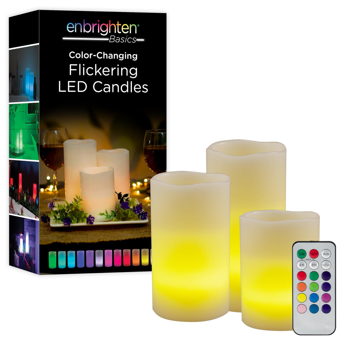 Enbrighten Basics Flameless Flickering LED Candles, Battery Operated