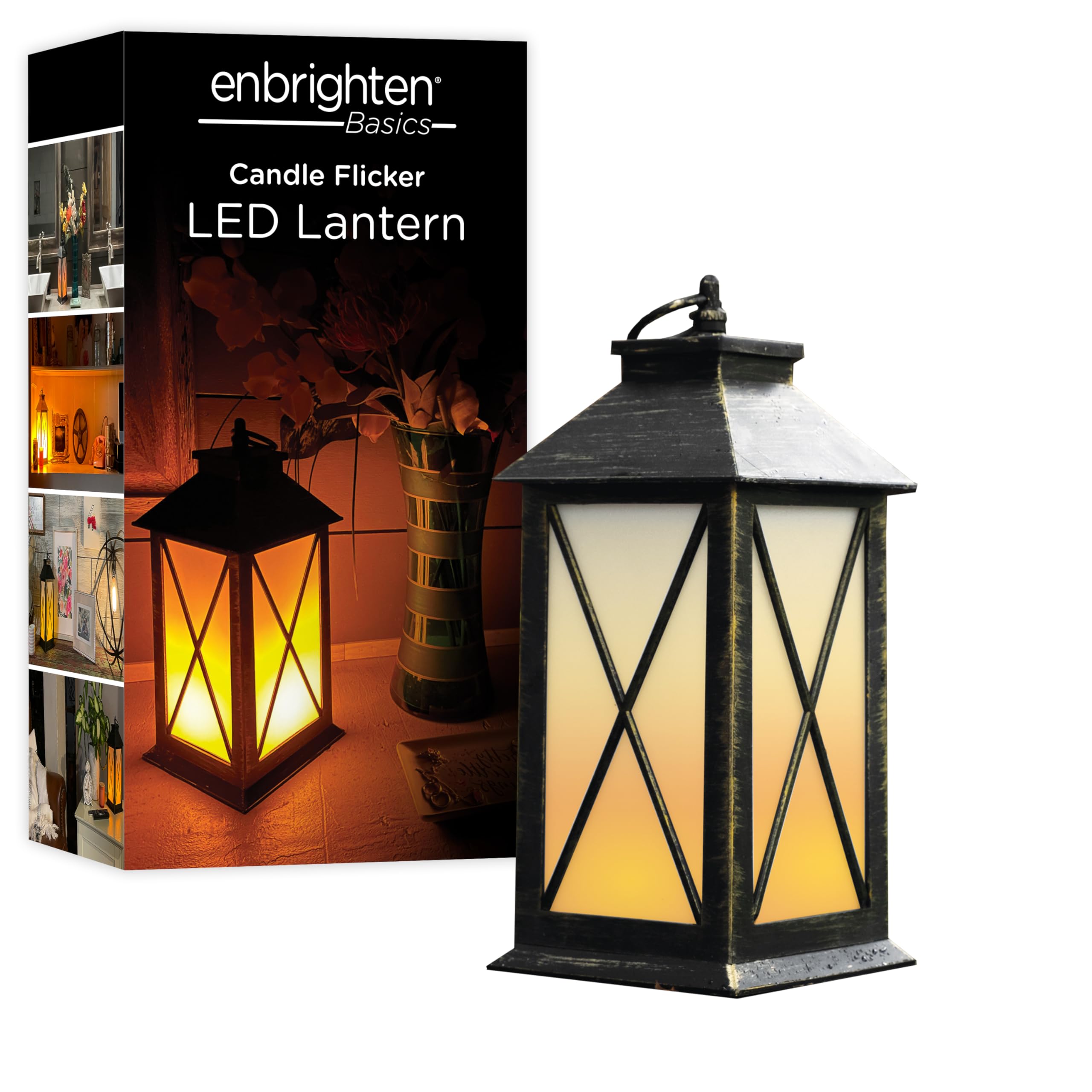 Enbrighten Basics Flameless Candle LED Lantern, Battery Operated