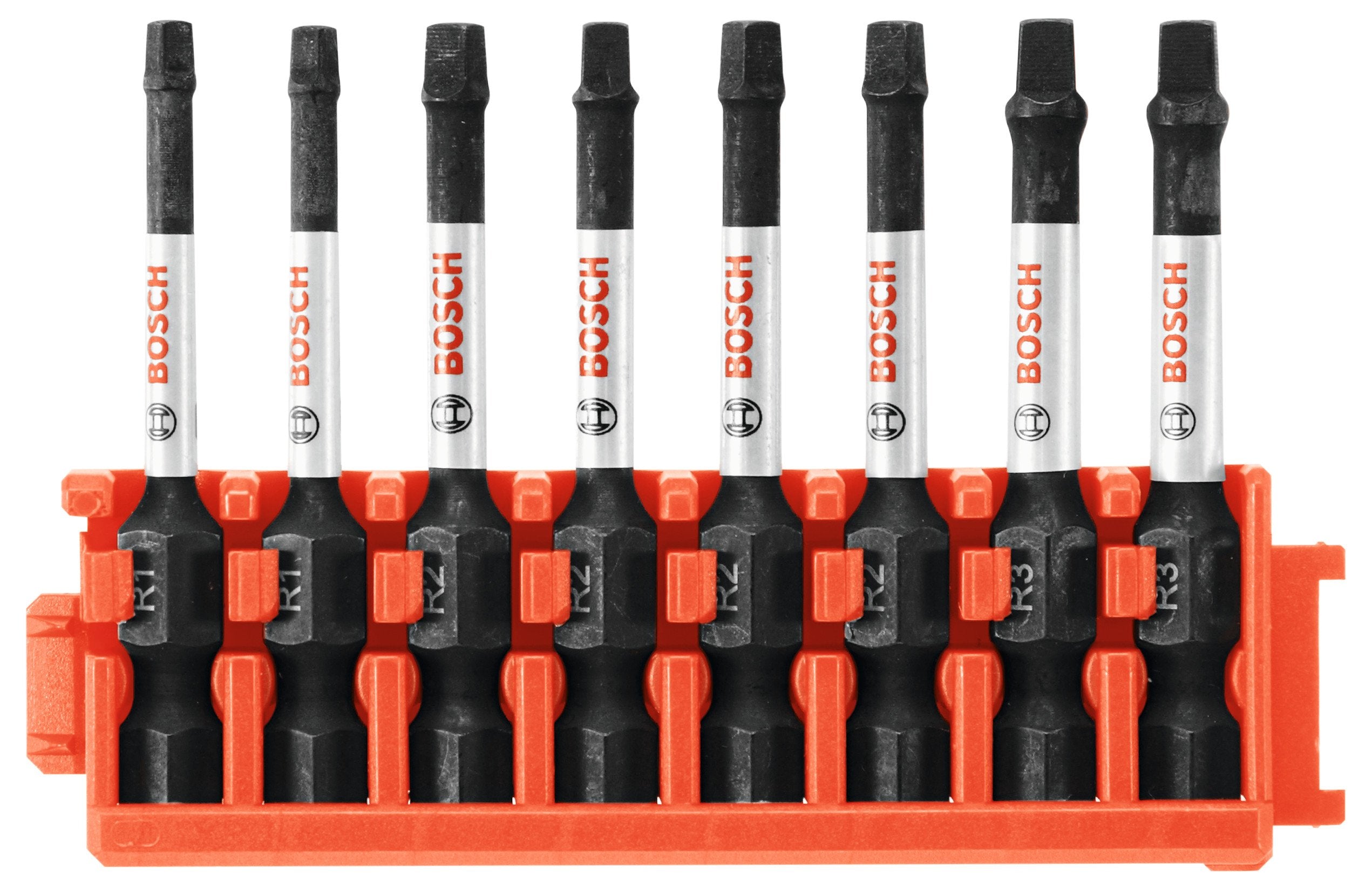 BOSCH CCSSQV208 8-Piece Assorted Set 2 in. Impact Tough Square Power Bits with Clip for Custom Case System