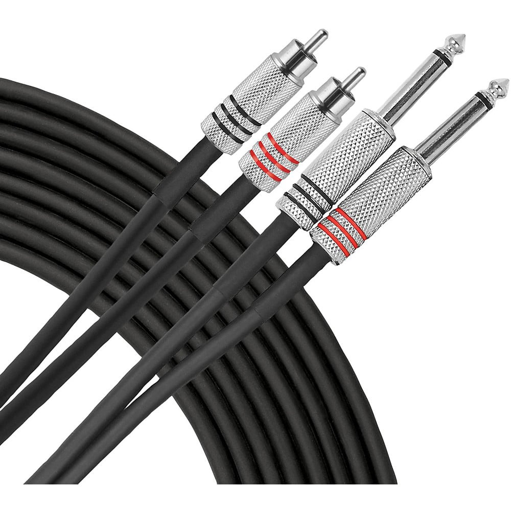 Livewire Advantage Interconnect Dual Cable RCA Male to 1/4" TS Male 10 ft. Black
